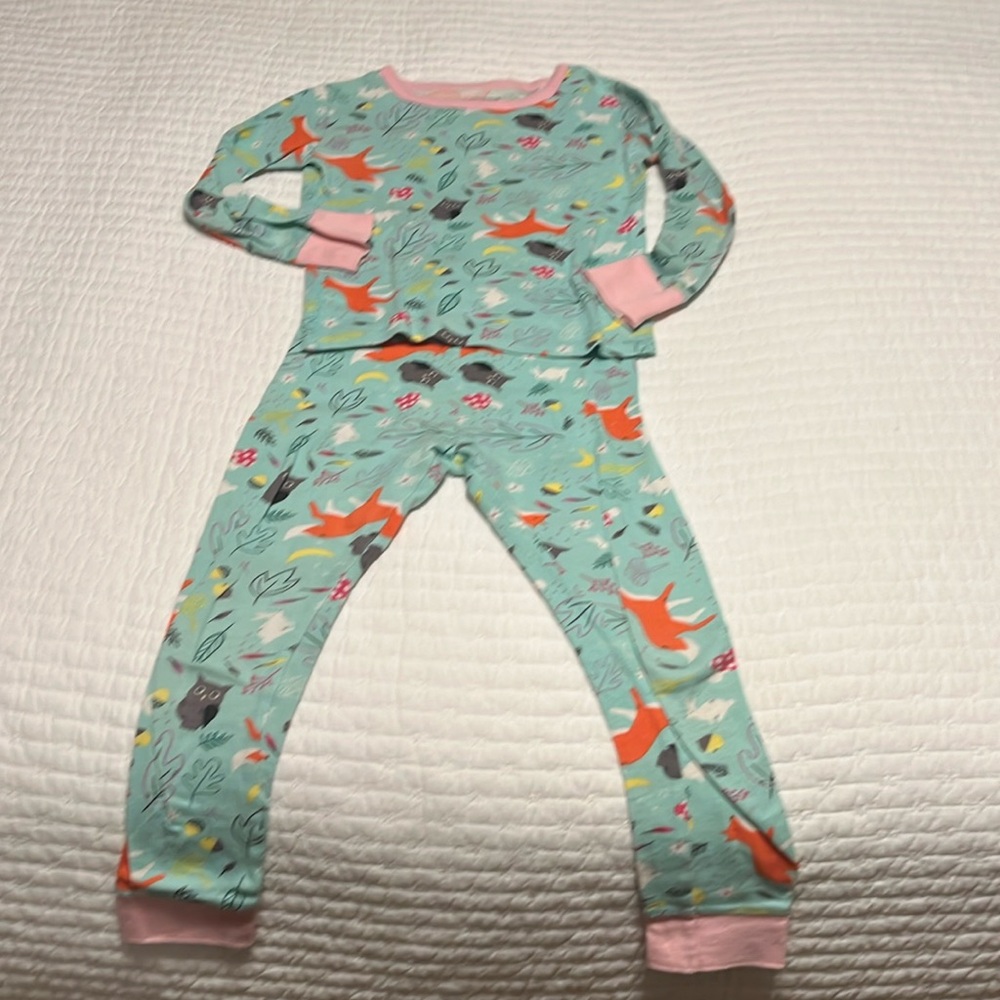 Cat & Jack Girls Mint Green Fox Print Pajama Set with Pink Trim